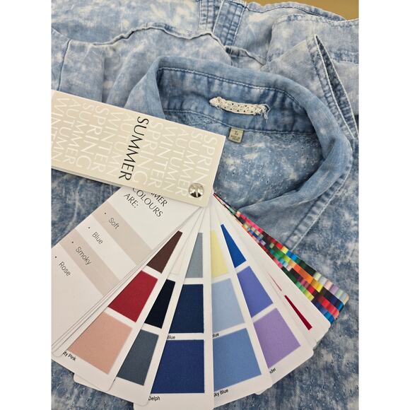 Gimmicks Distressed Bleached Denim Button Down Shirt Women’s L - Picture 4 of 5